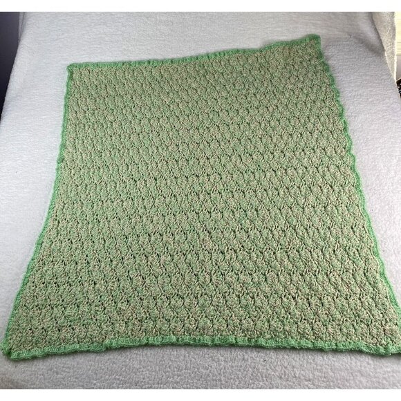 Handmade Crochet Throw Baby Blanket 35x32‎ Afghan Greens Baby Room Neutral - Picture 7 of 8